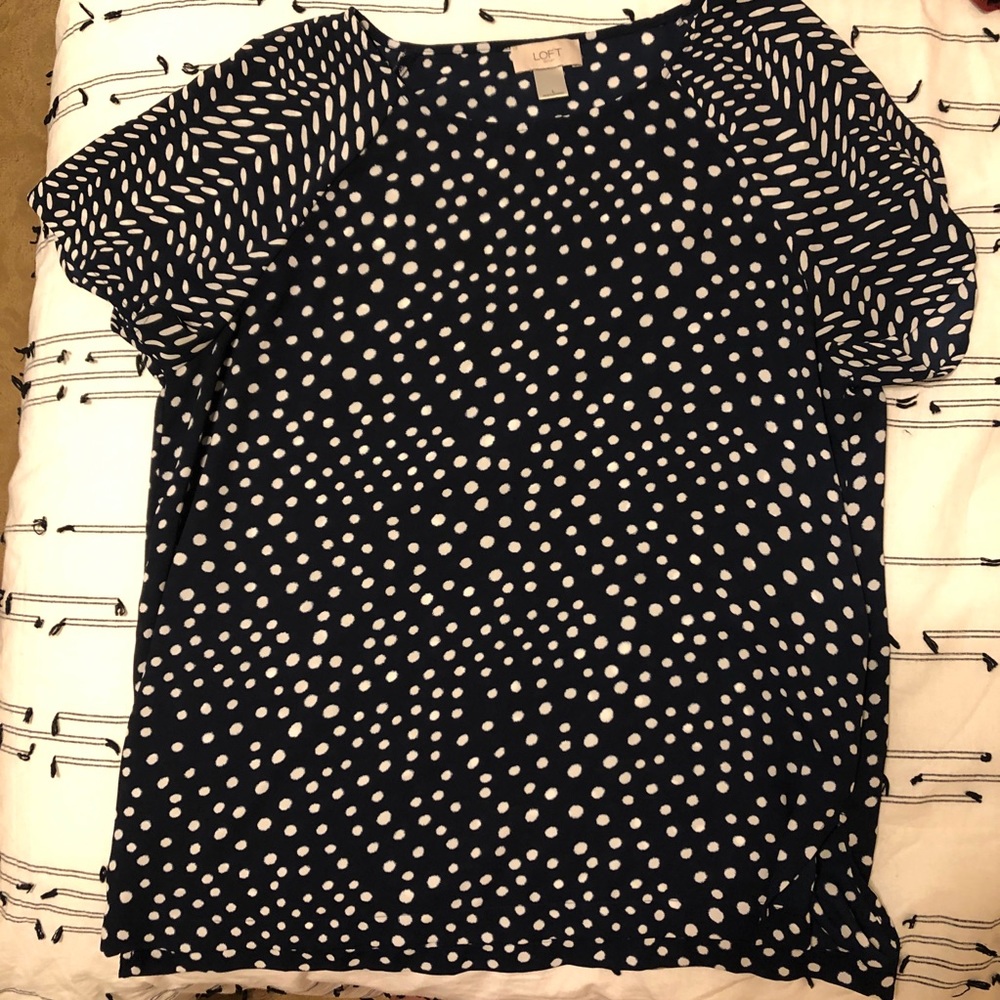 Navy Polka Dot Loft Blouse